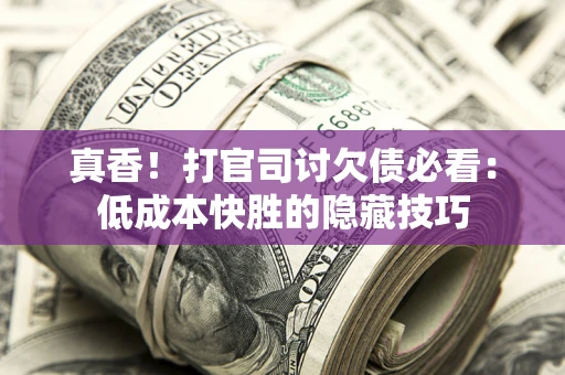 济南真香！打官司讨欠债必看：低成本快胜的隐藏技巧